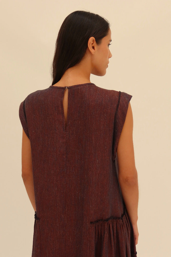 MAXI VESTIDO LINO BERENJENA