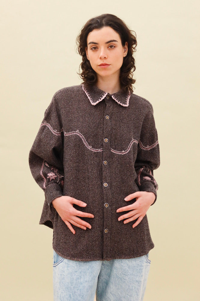 CAMISA LAUREL LANA BORDADA