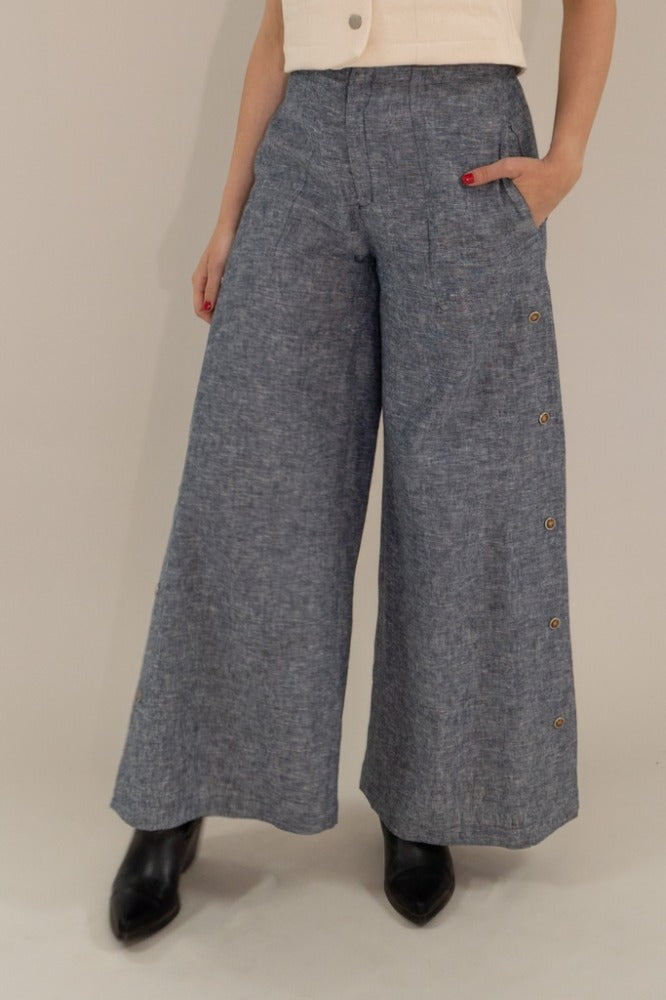 PANTALON SONIA JASPE LINO AZUL