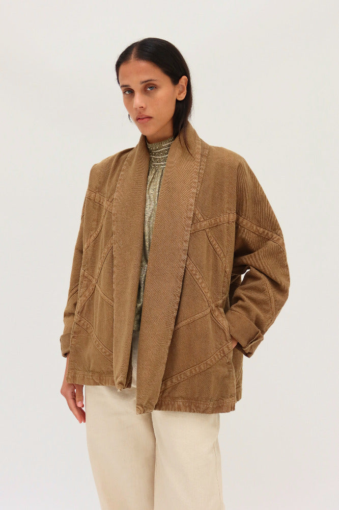 CHAQUETA JAPONESA MEZCLILLA OLIVO | PRE-ORDEN