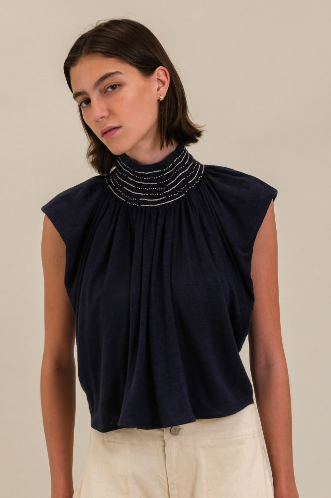 BLUSA MACRINA  AZUL MARINO