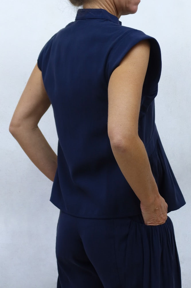 BLUSA MONTERIA MC CUPRO MARINO