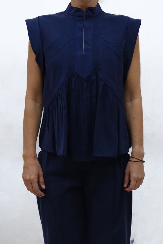 BLUSA MONTERIA MC CUPRO MARINO