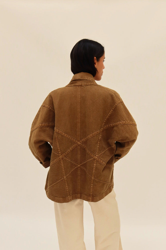 CHAQUETA JAPONESA MEZCLILLA OLIVO | PRE-ORDEN
