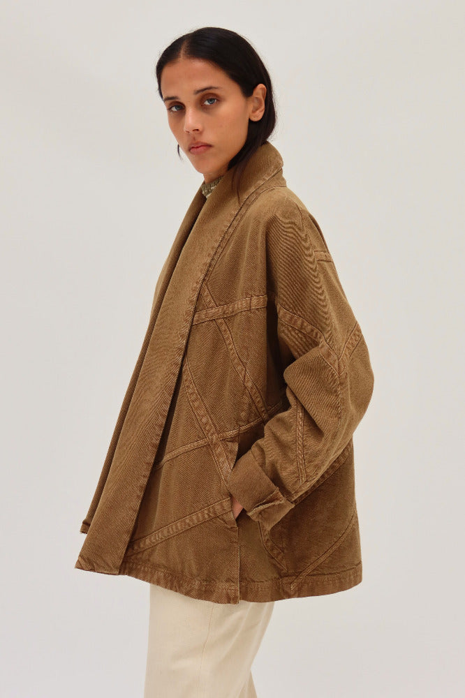 CHAQUETA JAPONESA MEZCLILLA OLIVO | PRE-ORDEN