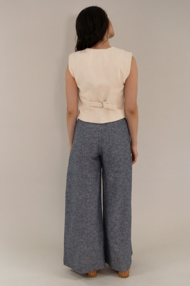 PANTALON SONIA JASPE LINO AZUL