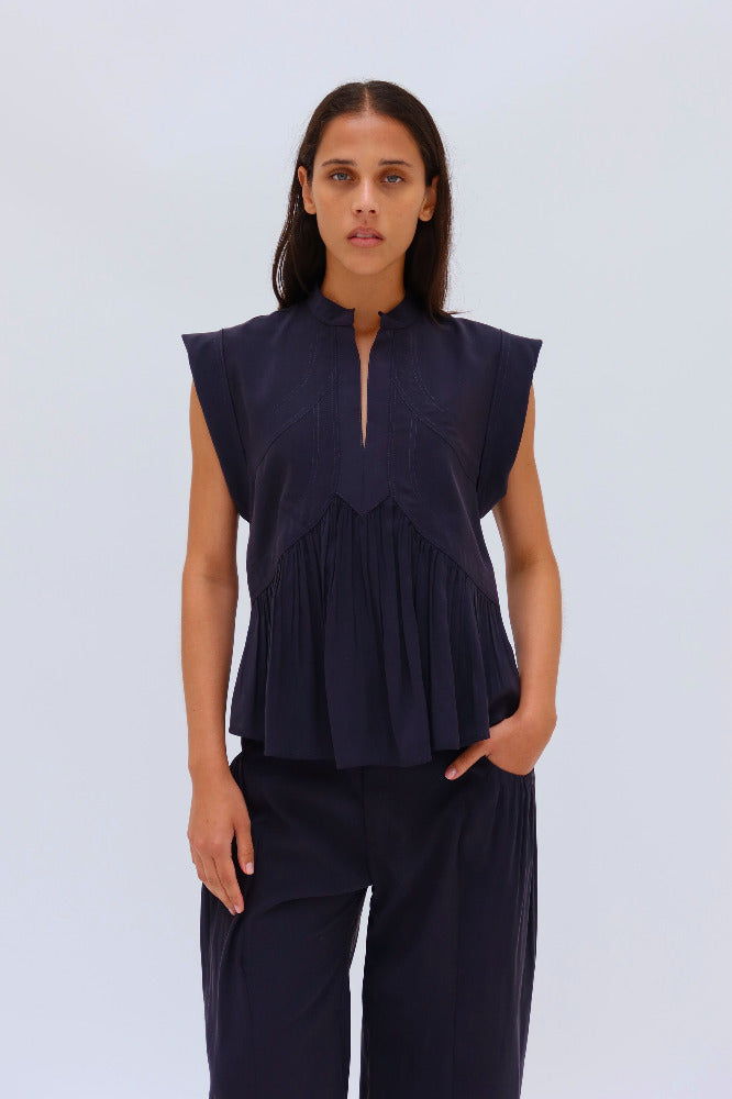 BLUSA MONTERIA MC CUPRO MARINO
