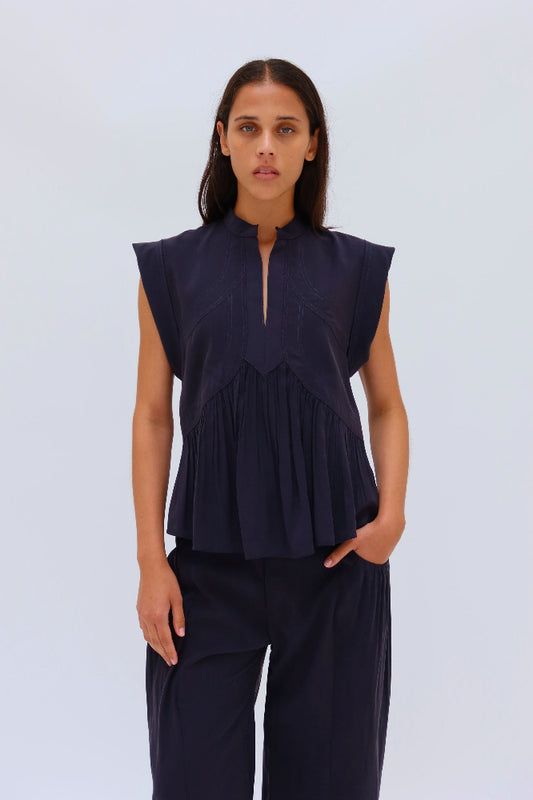 BLUSA MONTERIA MC CUPRO MARINO