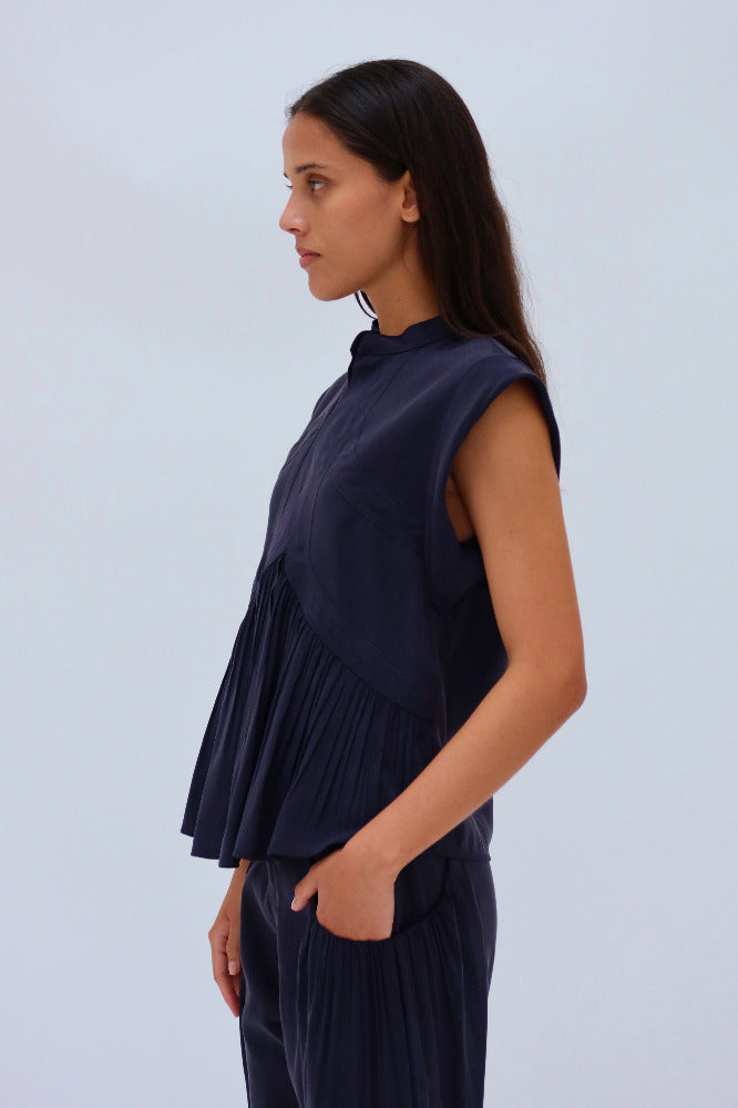 BLUSA MONTERIA MC CUPRO MARINO